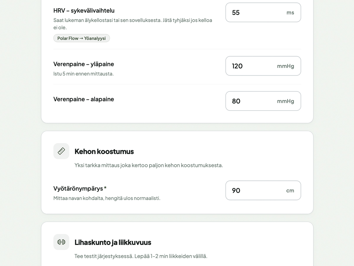 Vireystestin täyttäminen