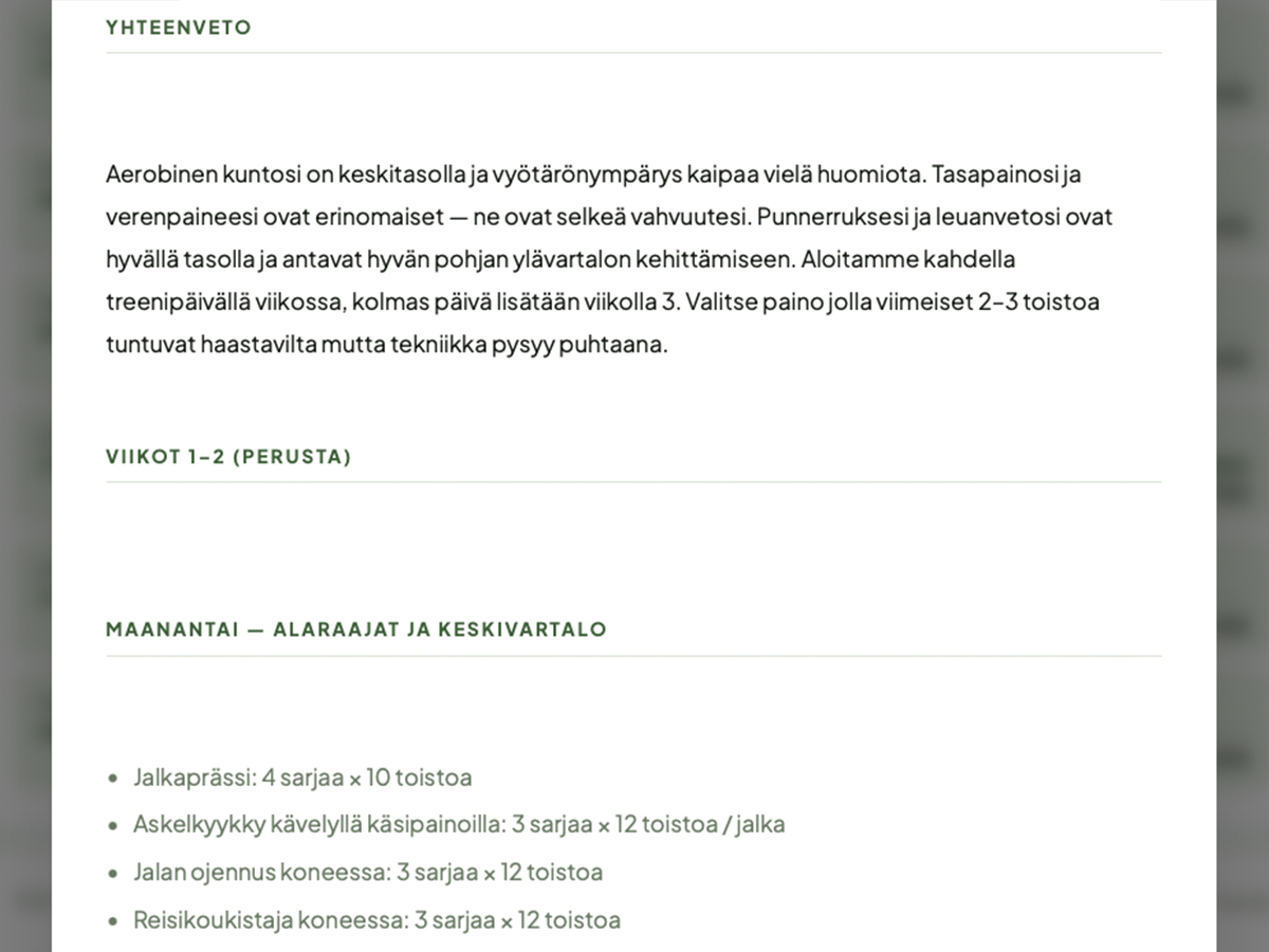 Mukautuva treeniohjelma